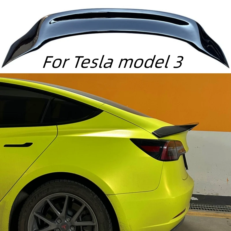 For 2017 18 19 20 21 22 23 Tesla Model 3 Rear Trunk Lid Boot Ducktail Spoiler Wings Black Carbon Tuning Exterior Accessories