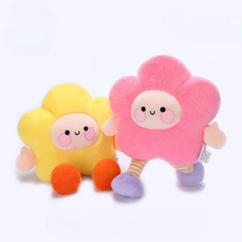 Cartoon Flower Plush Stuffed Toys Smiling Flower Pillow Sofa Seat Cushion Bay Window Decoration  Birthday Gifts