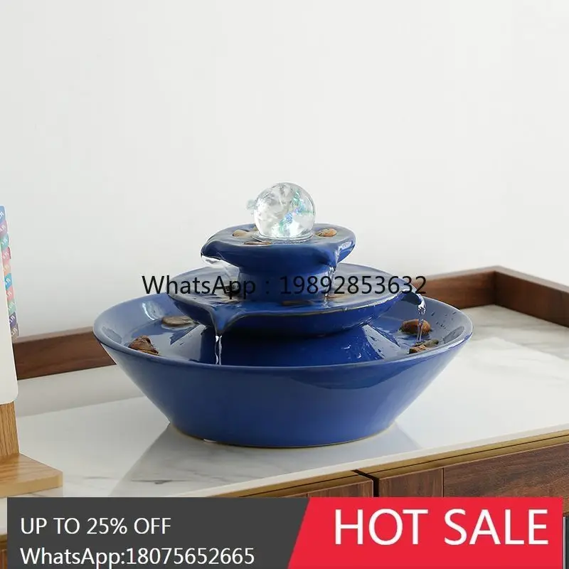 X-13   Treasure Bowl Feng Shui Water Fountain Rockery Wealth-Attracting Living Room Front Desk Ornament