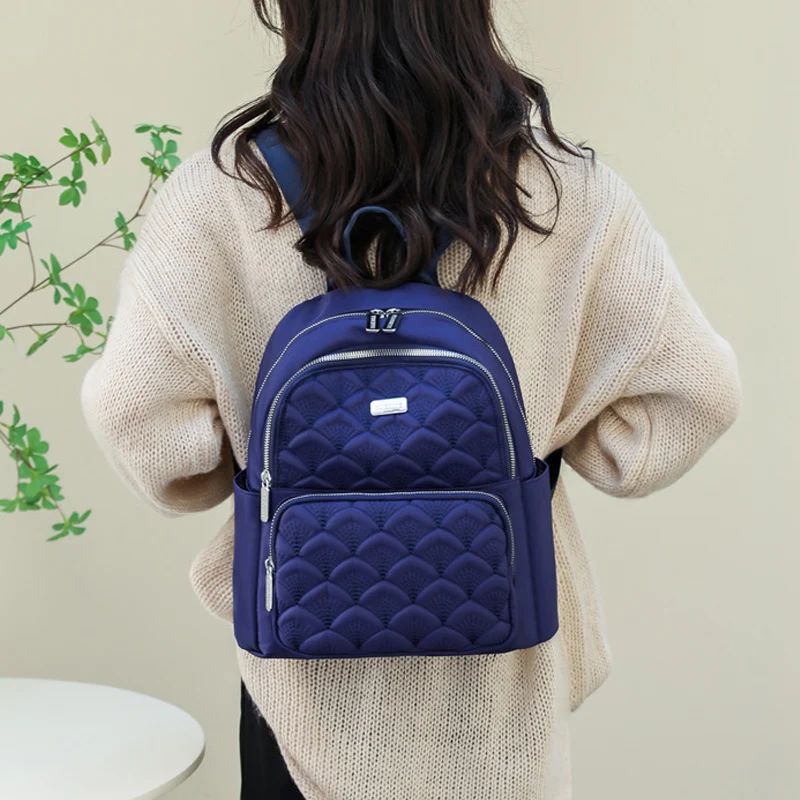 2023 novas mulheres mochilas de náilon multi-camadas sacos de viagem casuais bordados sacos de escola para adolescentes meninas mochila feminino