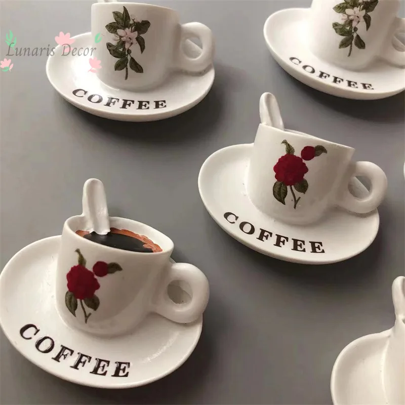 10PCSAmerican coffee girl rose coffee cup entry door refrigerator sticker home decoration magnet
