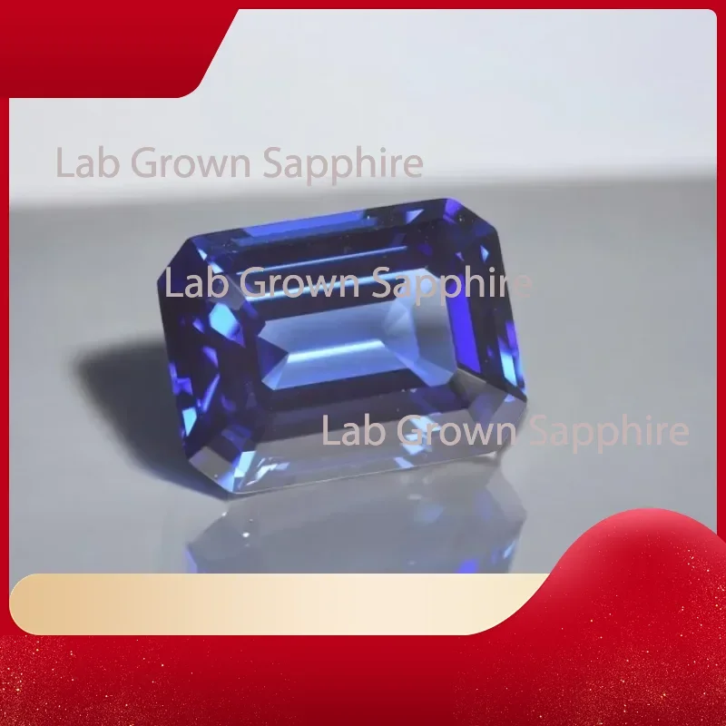 

L-Lab Grown Sapphire Royal Blue Color Emerald Cut Physical Composition Al₂O₃ Czochralski Method Gemstone Selectable Certificate