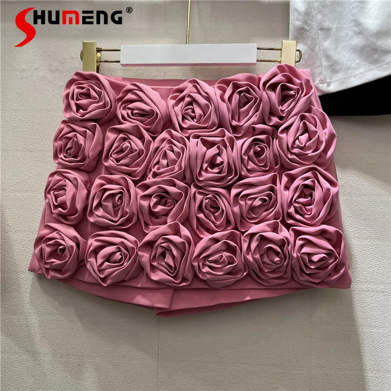 

Rose Flower Skirt Women's 2024 Spring High Waist Slimming Fashionable All-match Anti-Exposure A- Line Sheath Sexy Skirts