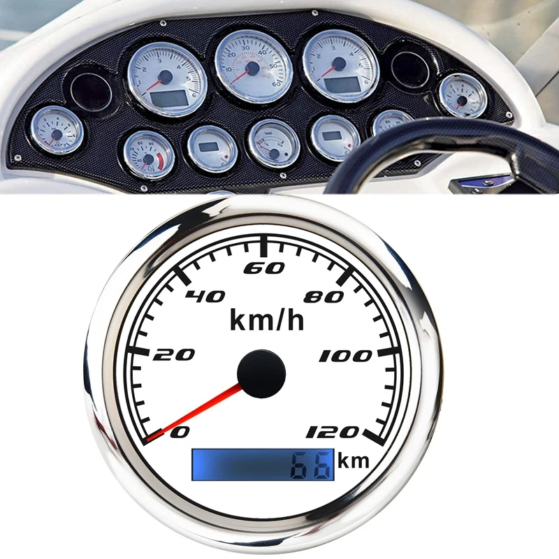 Universal Speedometer 12V/24V Odometer 85Mm 120Km/H LCD Hourmeter Tachometer Backlight For Marine Car Motorcycle