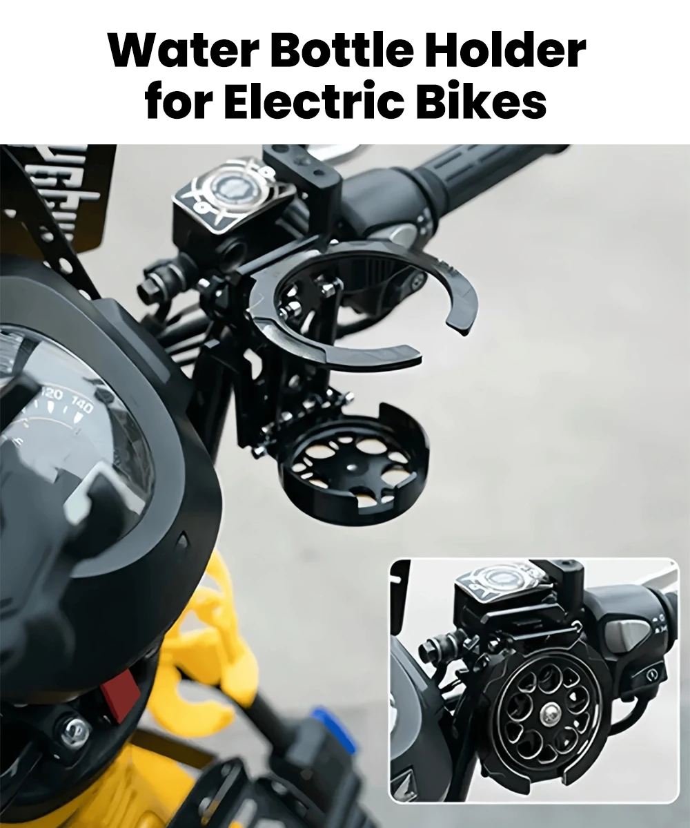 NEUER, zusammenklappbarer Getränkehalter für Motorräder, geeignet für Elektrofahrräder und Sportradfahren, 360° drehbar. ° Verstellbarer Getränkehalter für den Lenker, Zubehör – Detail 1