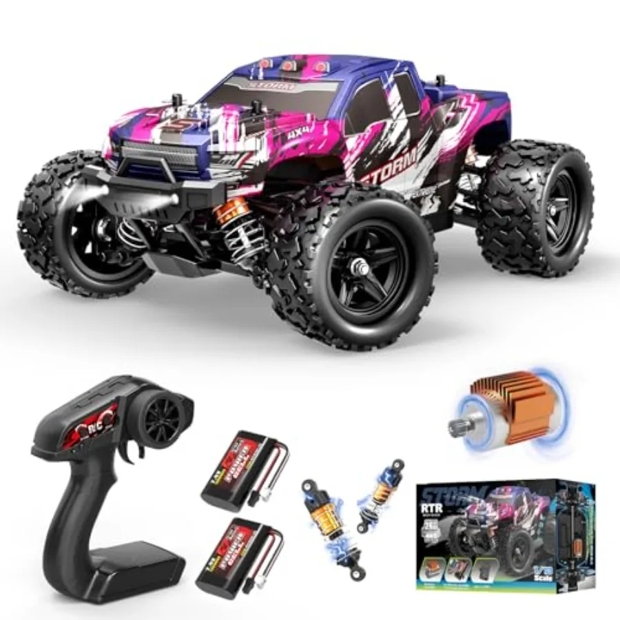 

Pink 1:18 Scale Fast Remote Control Car for Girls with 40+ KM/H Speed 4WD Off-Road RC Truck Dual Rechargeable Batteries Toys fo
