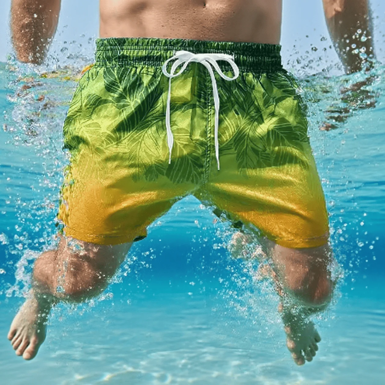 

Gradient Palm Trees Hawaiian Beach Shorts Men Funny Casual Harajuku Loose Board Shorts 2025 Novelty Summer Popular Swim Trunks