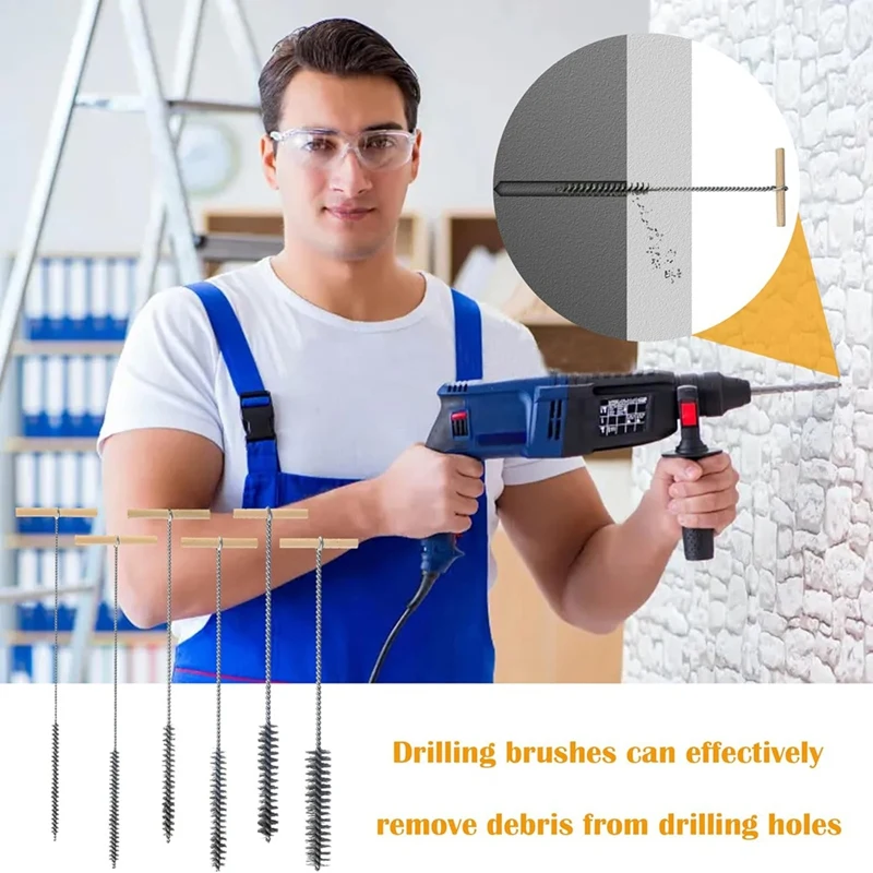 6 Piece Drill Hole Brush Set Hole Brush Cleaning Brush Pipe Cleaner Brush Stainless Steel Hole Brushes Cleaning Brush-A73M - view 5
