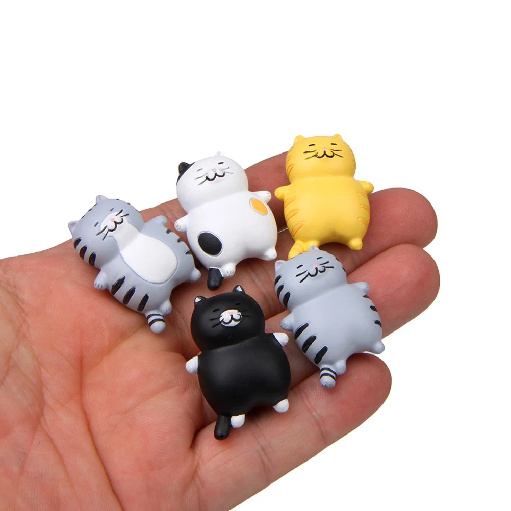 

5pcs Refrigerator Magnets Lying Cat Design Fridge Magnets Micro Landscape Ornament Three Dimensional Magnetic Button Decor For