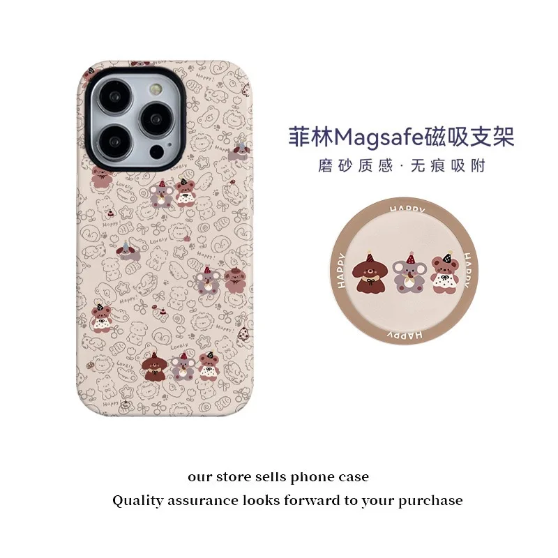 

Brown Little Animal Phone Case for IPhone 17 Air 16 Pro 15 14 13 12 Mini 11 Pro Max Cover with Magsafe Cute Stand Holder Cases
