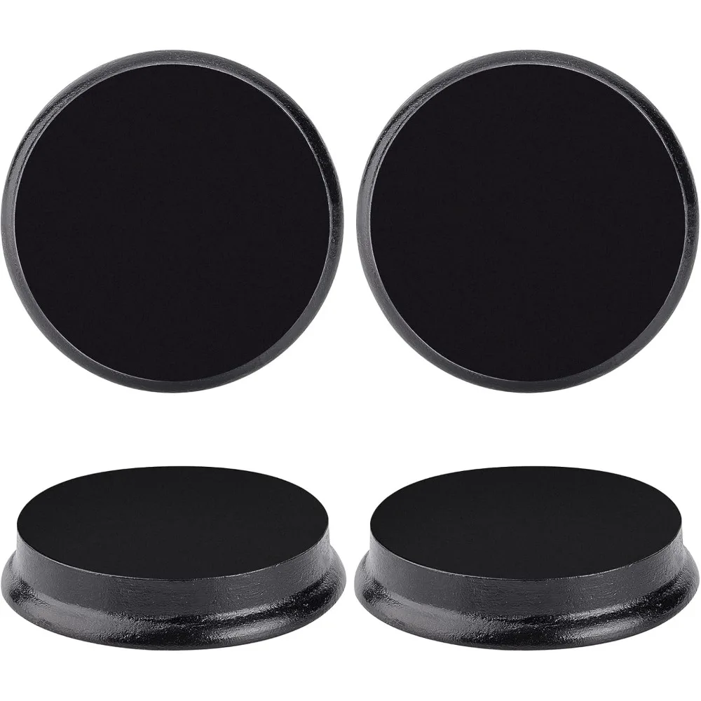 

4 pcs Round Model Wood Bases 2.52x0.47inch Black Lacquer Surface Round Wooden Plaque Flat Wood Bases for Model Clay making kit