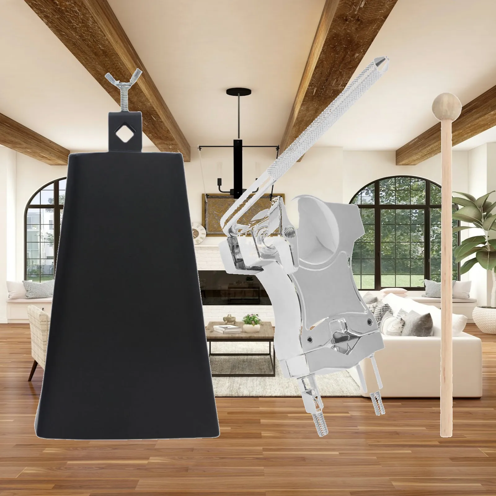 

Cowbell Stand Percussion Pedal Mount Drum Holder Sturdy Metal Support for Drum Kit Recording