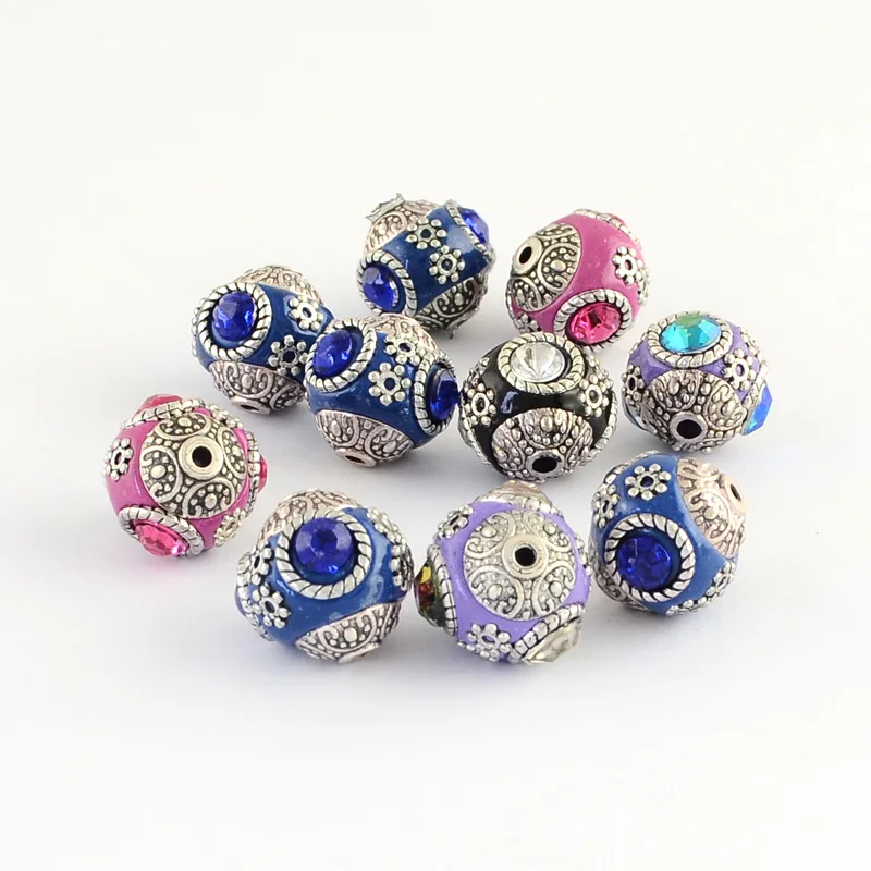 

5pcs Handmade Indonesia Beads Colorful Oval Spacer Clay Beads With Metal Finding Resin Cabochons For Jewelry Making 32x16.5~17mm