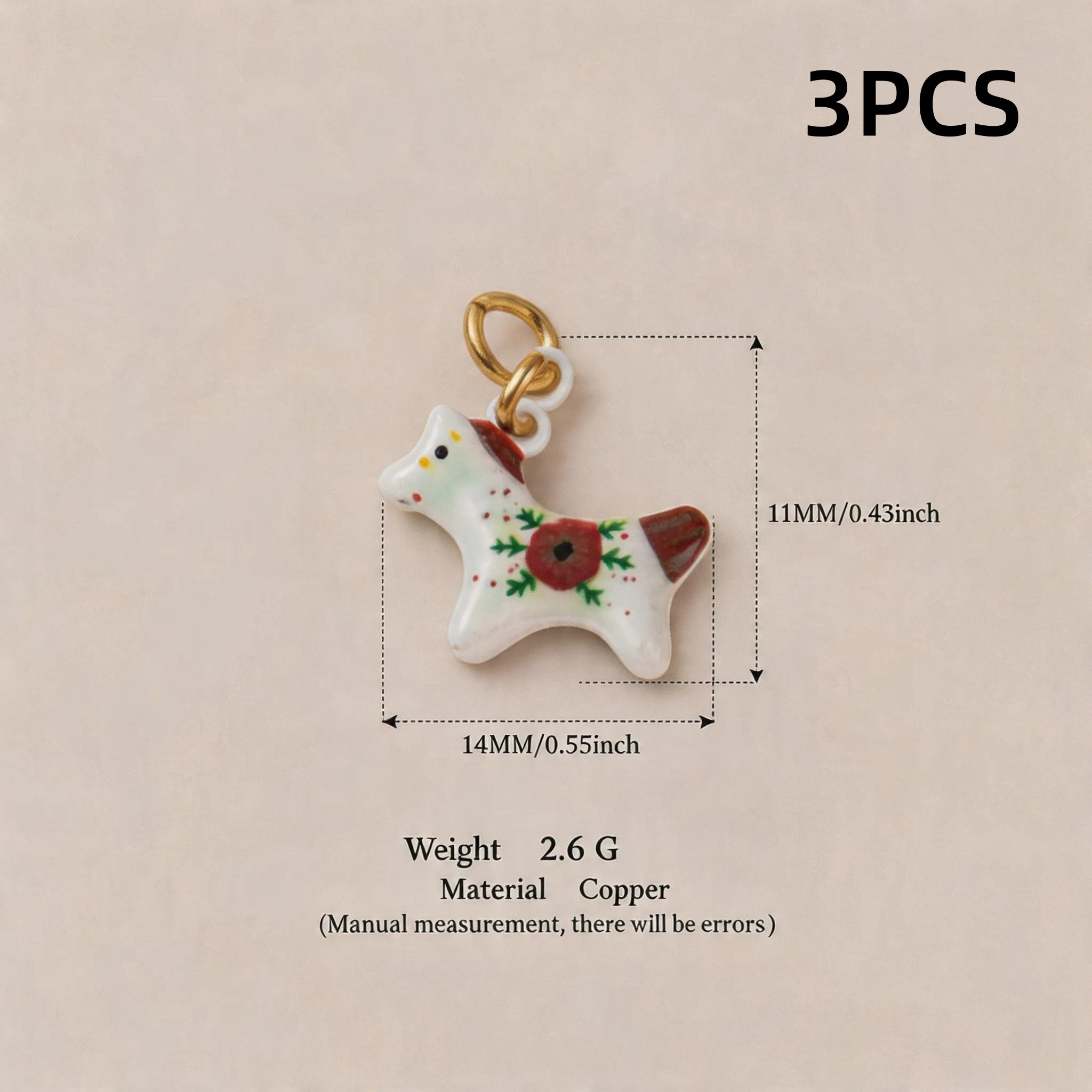 3 Stück Modische Einfache Beliebte Tier-Serie Kätzchen Rotes Pferd Biene DIY Anhänger Charms für Schmuck – Detail 5