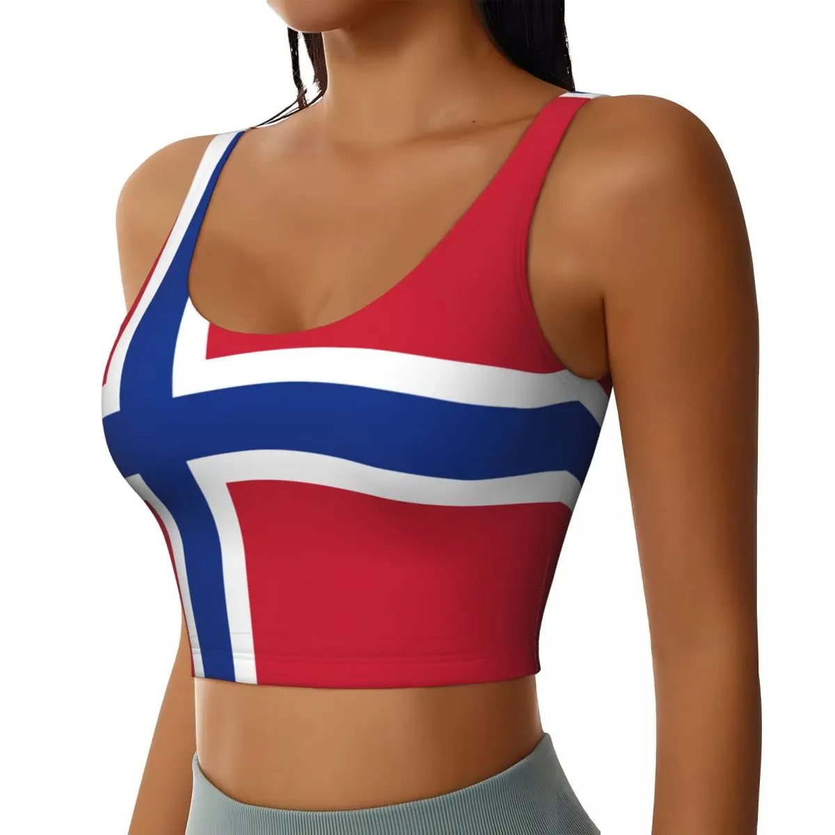 Yoga Vest Women Gym Sports Crop Tops Norway Flag Streetwear Workout Breathable Tank Top Female