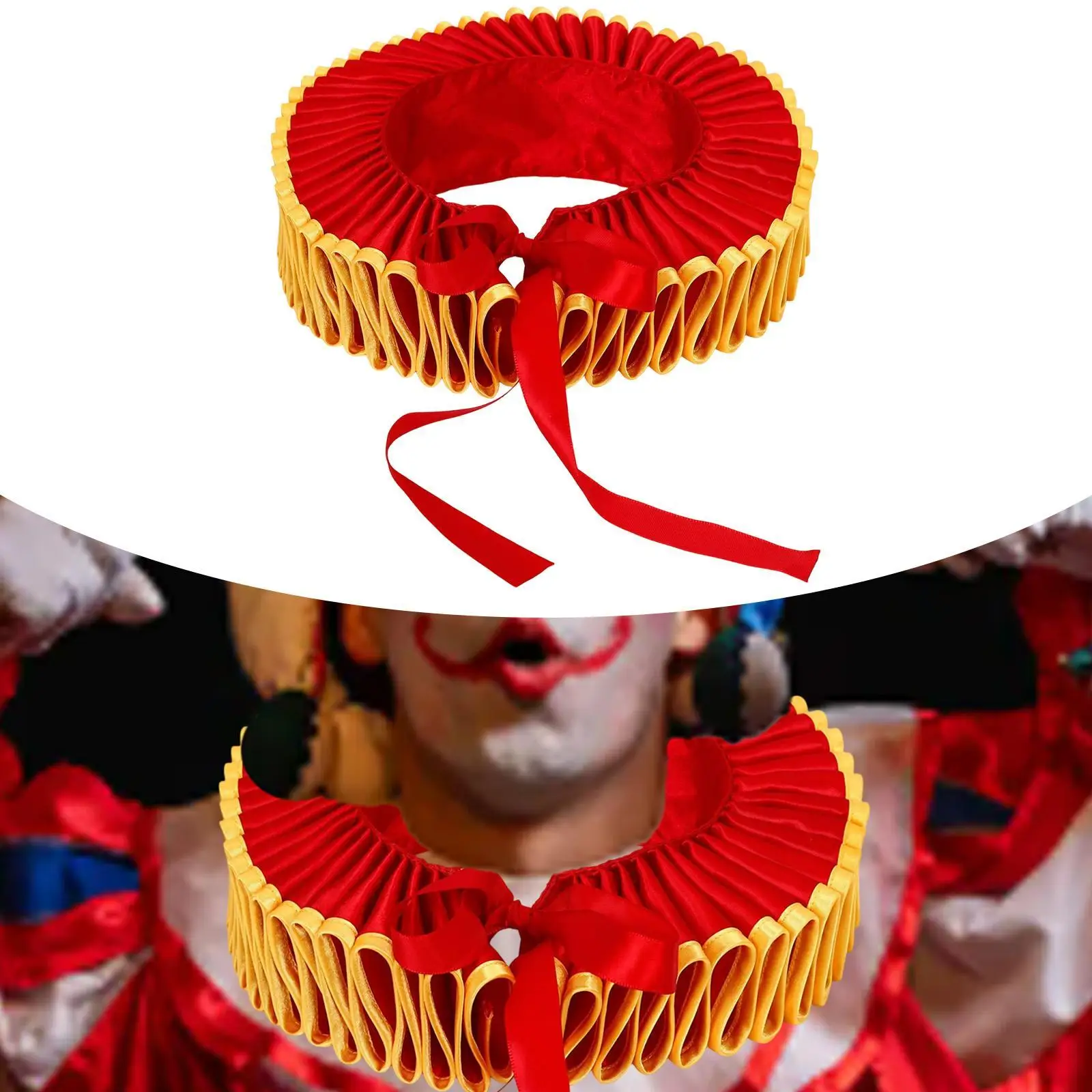 Elizabethan Neck Ruff Ruffled Sturdy Clown Cosplay Neck Detachable for Photography Props Party Supplies