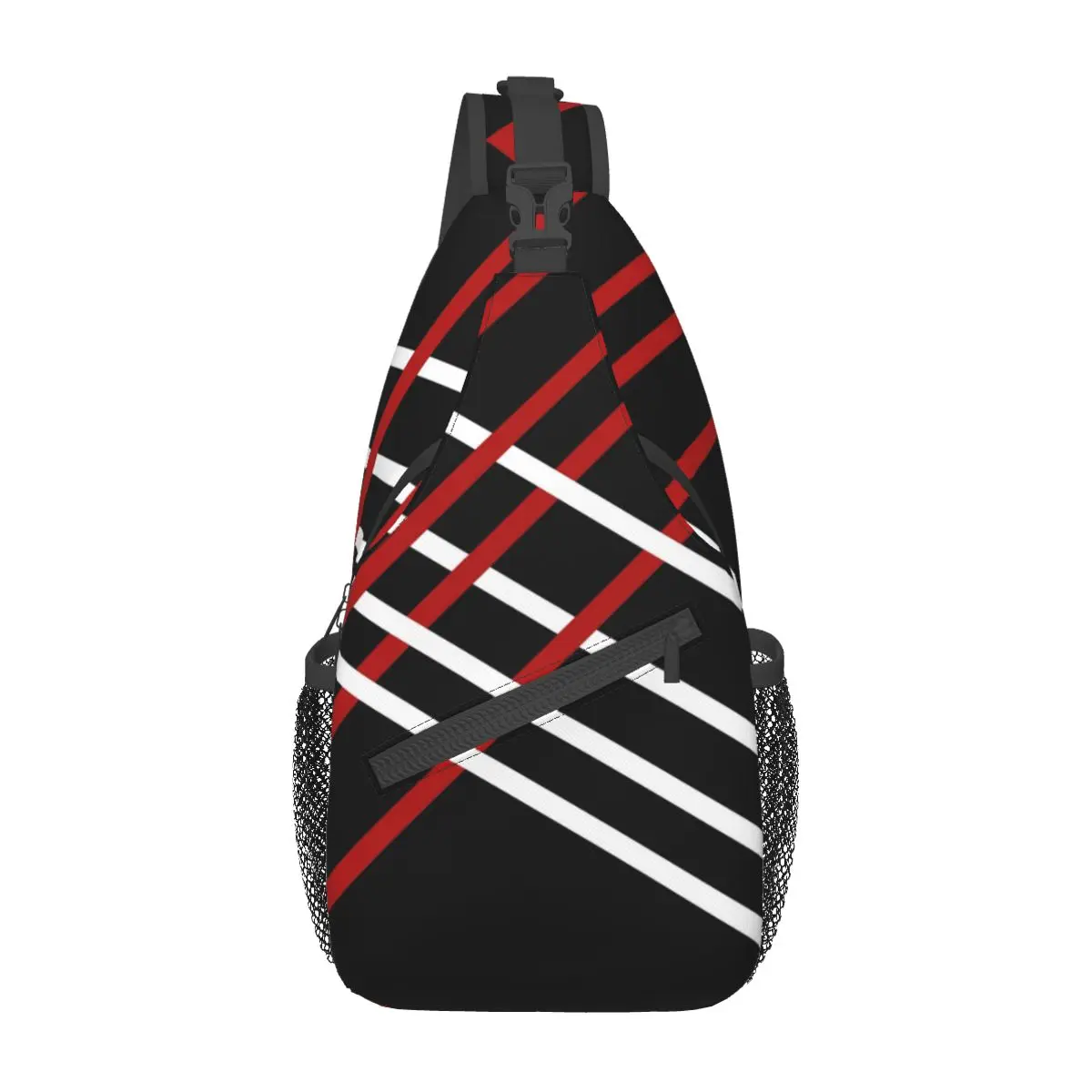 Diagonal Stripes Crossbody Sling Bag Small Chest Bag Abstract Geometric Shoulder Backpack Daypack for Hiking Outdoor Camping