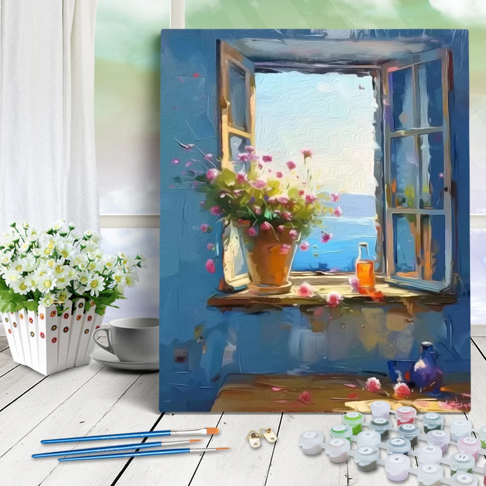 

RUOPOTY Painting By Numbers Retro scenery Coloring By Numbers Canvases For Paint Canvas Picture Drawing Kits Vintage Home Decor