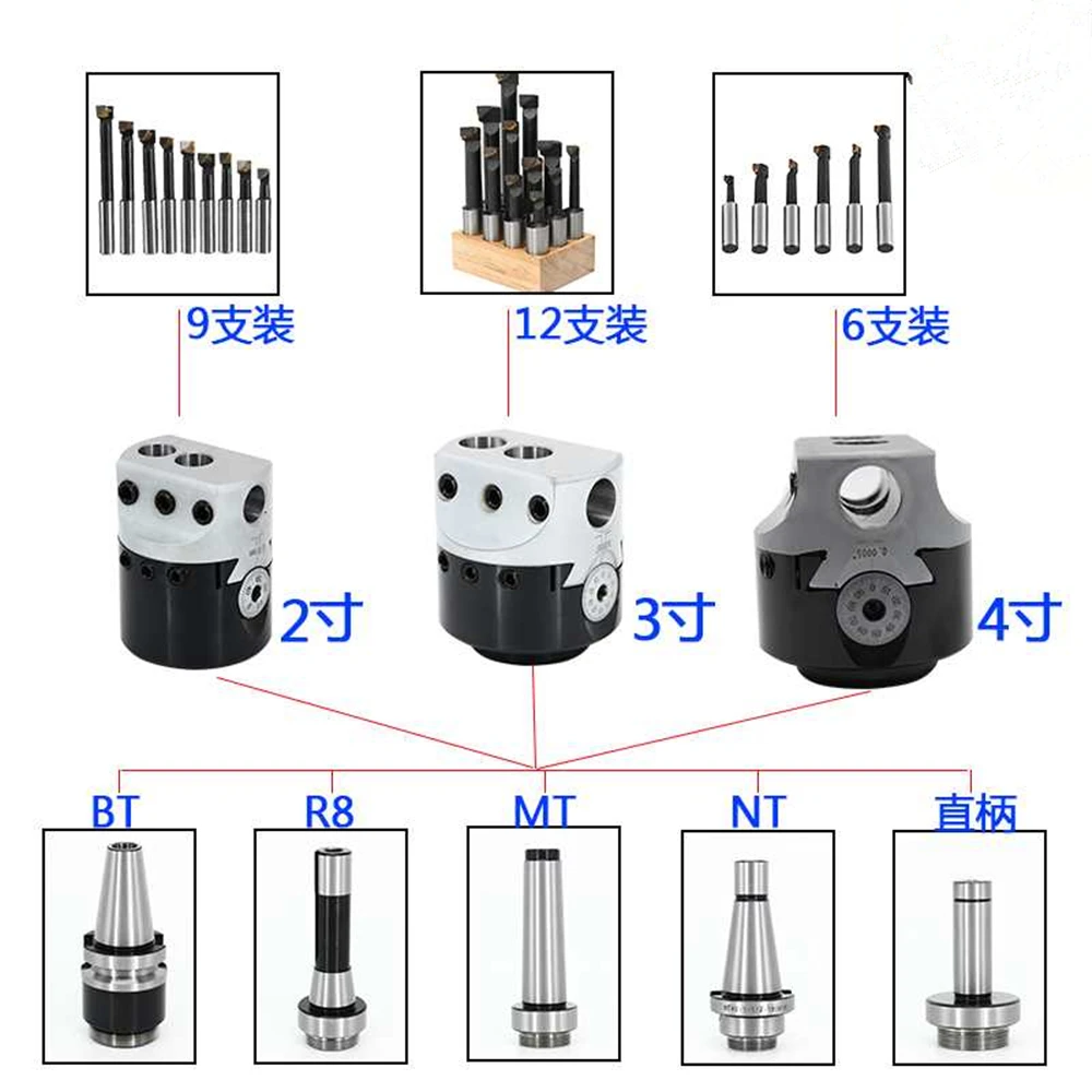 F1 Boring Set 2Inch 50/75/100mm F1 Type Boring Head 12/18/25mm Lathe Milling Holder Boring Bar Set Boring Device F1 Boring Tool