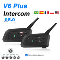 V6 Plus Motorcycle Helmet Bluetooth Headset Intercom 1500M for 6 Riders Communicator Interphone IP65 Waterproof Intercom