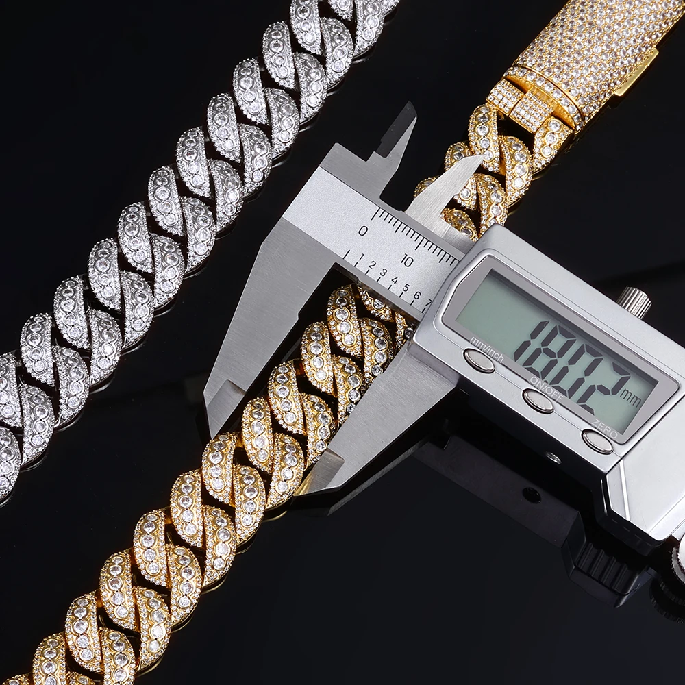 

Высококачественное кубинское ожерелье NY 18 мм из латуни с цирконами, прямоугольной застежкой и бриллиантами, в стиле хип-хоп, мужское ювелирное украшение на заказ