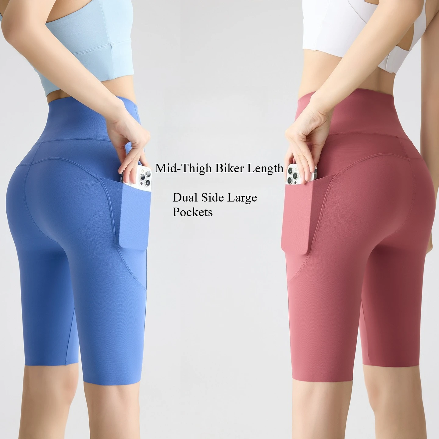 Lightweight Pocket High Rise 5 Inch Shark Biker Shorts Women Outer Wear Jogging Street Pilates Fitness Training Sport Bottoms