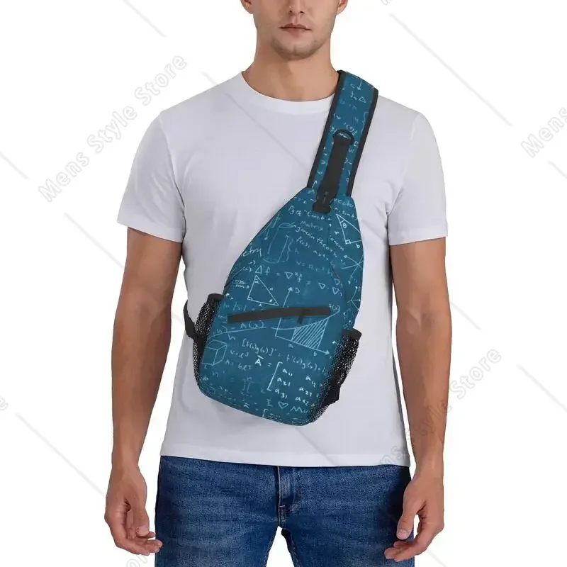 Bolsa de pecho con eslinga para profesores de lecciones de matemáticas, mochila de hombro tipo bandolera personalizada para ciencia y matemáticas para hombres, mochila de viaje