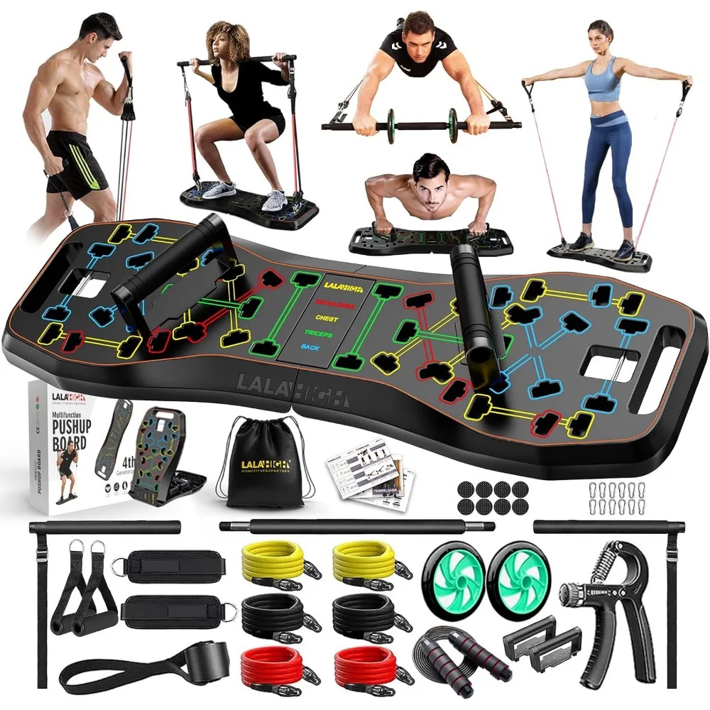 Portable 36 in 1 Home Gym Kit with Ab Roller
