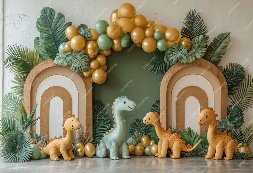 Mehofond-子供の写真の背景、ジャングルの動物、野生の風船、ケーキスマッシュ、肖像画の装飾、写真スタジオの背景