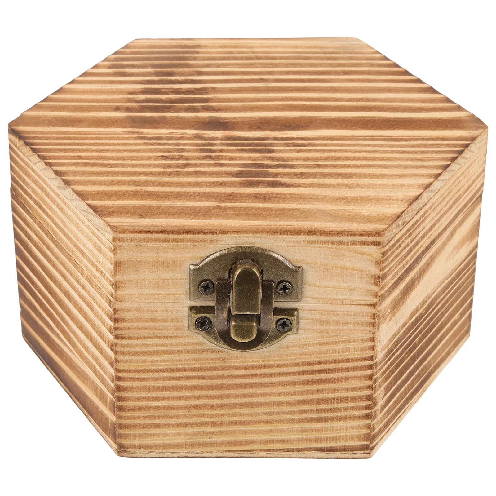 

Vintage Hexagon Wood Jewelry Box Vintage Buckle Decorative Storage Box for Jewelry Sundries Craft Gifts Organization