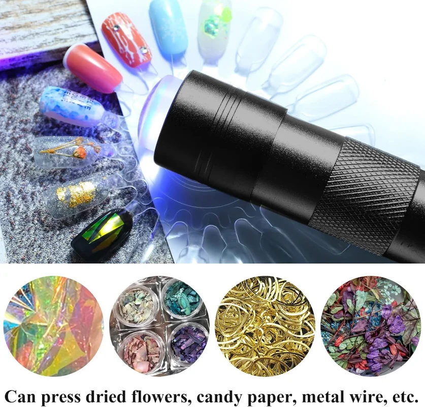 Mini lampada per unghie UV portatile portatile Lampada per polimerizzazione in resina Luce 9 LED Torce a luce nera Strumenti per gioielli Strumento per manicure per asciugatura UV