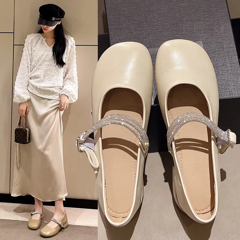 

Women's Ballet Shoes Fashion Casual Round Head Slippers Women 2024 Mary Jane Shoes Lovely Khaki Flats Casual Women Shoes