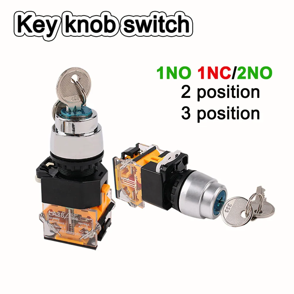 

1PCS LA38 Key Rotary Knob Switch 1NO1NC/2NO 2/3 Position Self-locking Rotary Switch 10A 415V