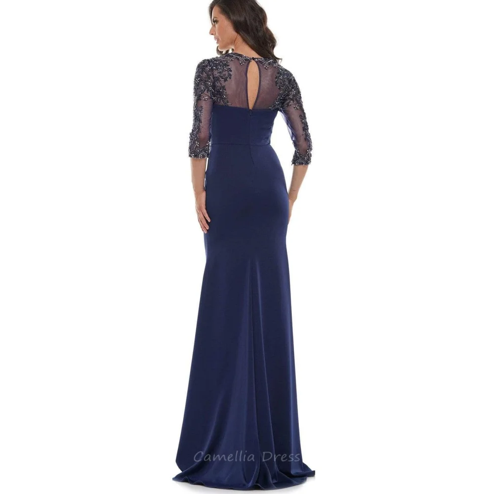 Vintage Moeder van de Bruid Jurk Aangepaste V-hals Bruiloft Jurk Zeemeermin Lovertjes Kant Avondgewaad moeder van de bruid