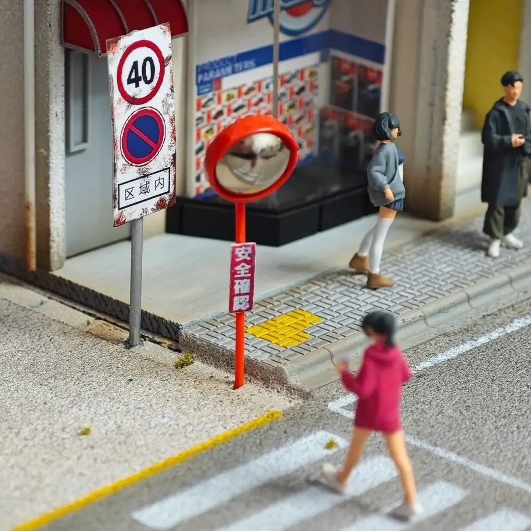 

1/64 Garage Traffic Sign Scene Accessories Sand Table Park Road Street Miniature Props Ornaments Diorama