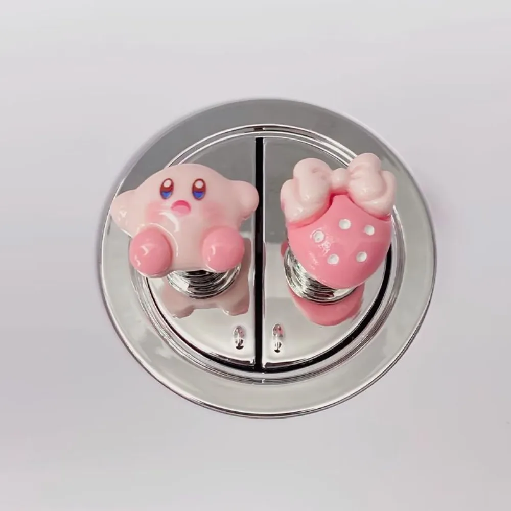 Uroczy przycisk spłuczki do toalety w kształcie Kirby, kreatywny uchwyt na pokrywę, prezent