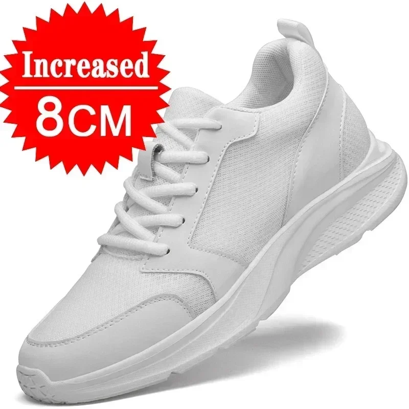 Męskie buty podwyższające wysokość trampki buty dla mężczyzn 10cm sportowe buty w stylu casual niewidoczne wewnętrzne podwyższanie 8cm męskie