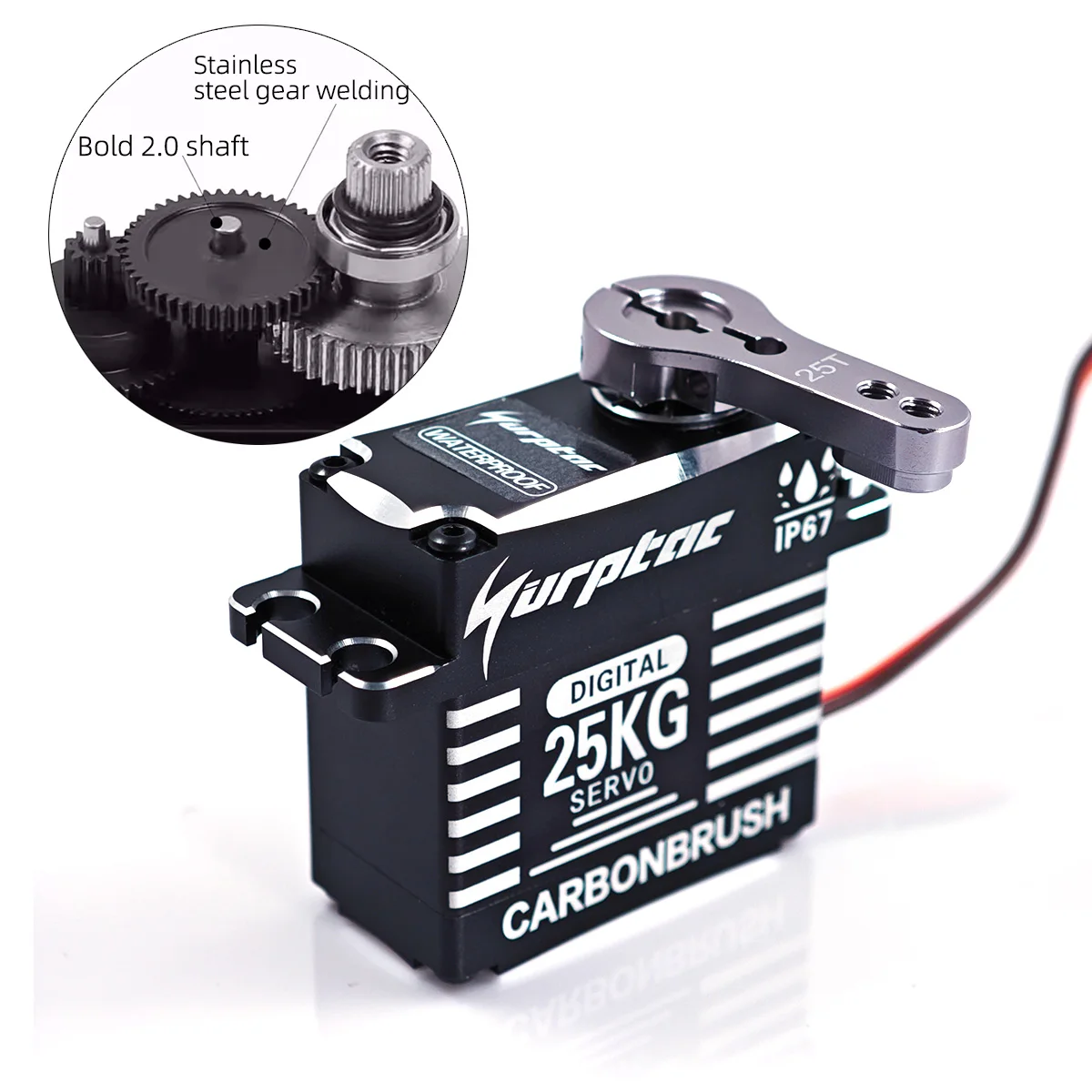 25 kg IP67 wasserdicht Vollmetall 180/270/360 Grad großes Drehmoment digitale Servos Stahlgetriebe 25T Arm für RC Auto Hubschrauber Spec