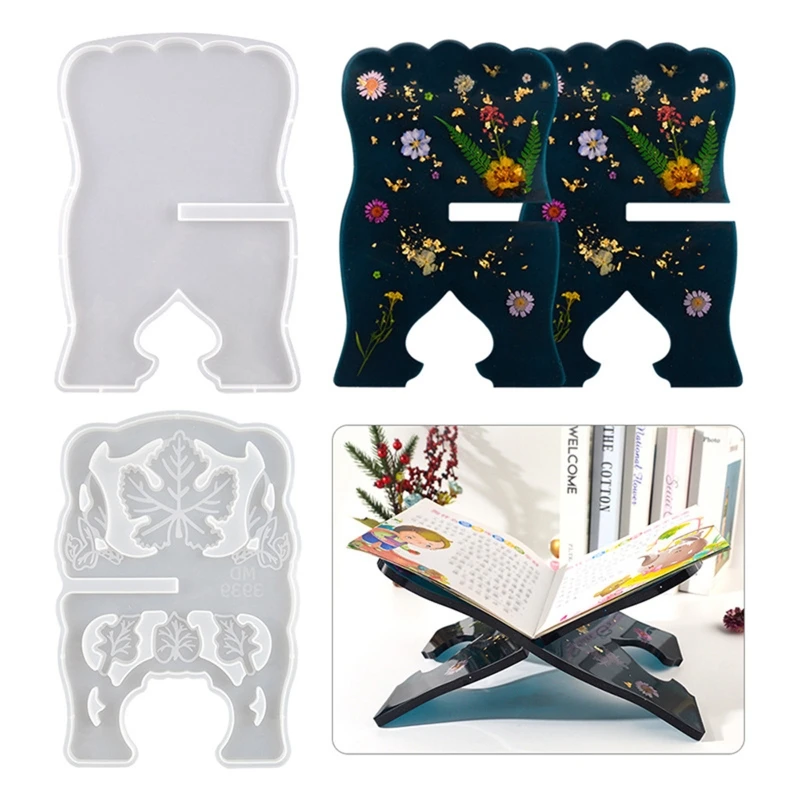 

Silicone Book Stand Mold Vintage Quran Holder Mold Folding Bible Stand Decorative Islamic Eid Mubarak Bookshelf Mold