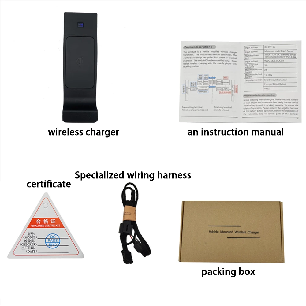 ZhuCamX for BMW 3 Series M3 E90 E91 E92 E93 Armrest Storage Wireless Mobile Phone Charger 18W iPhone Magsafe Fast Charging Panel