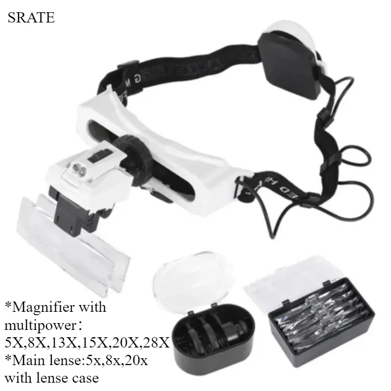

5X,8X,13X,20X,25X,28X Headband Glasses Magnifier Glass LED Ioupes for Tool Repair Soldering Reading Jeweler Magnifying Glass
