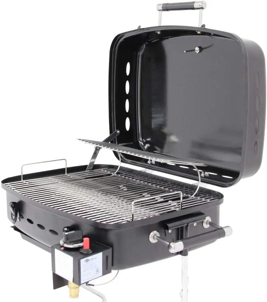 

YSNHT500 RV Or Trailer Mounted BBQ - Motorhome Gas Grill - 214 Sq Inch Cooking Surface - Adjustable Flame Controlle