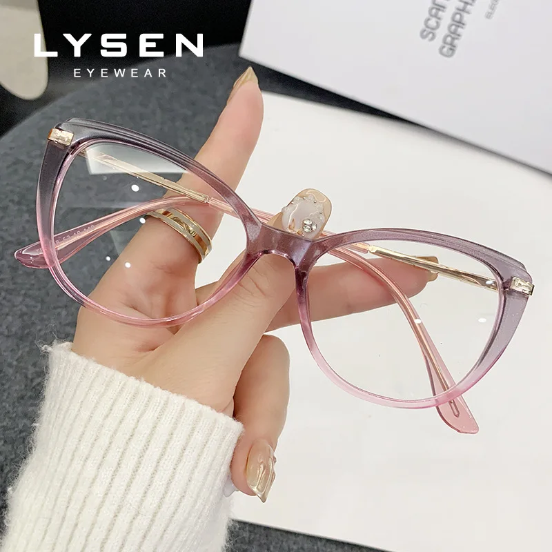 نظارات قراءة عصرية جديدة من LYSEN بإطار كبير على شكل عين القطة وصفة طبية مخصصة نظارات قصر النظر لحجب الضوء الأزرق التقدمي #5