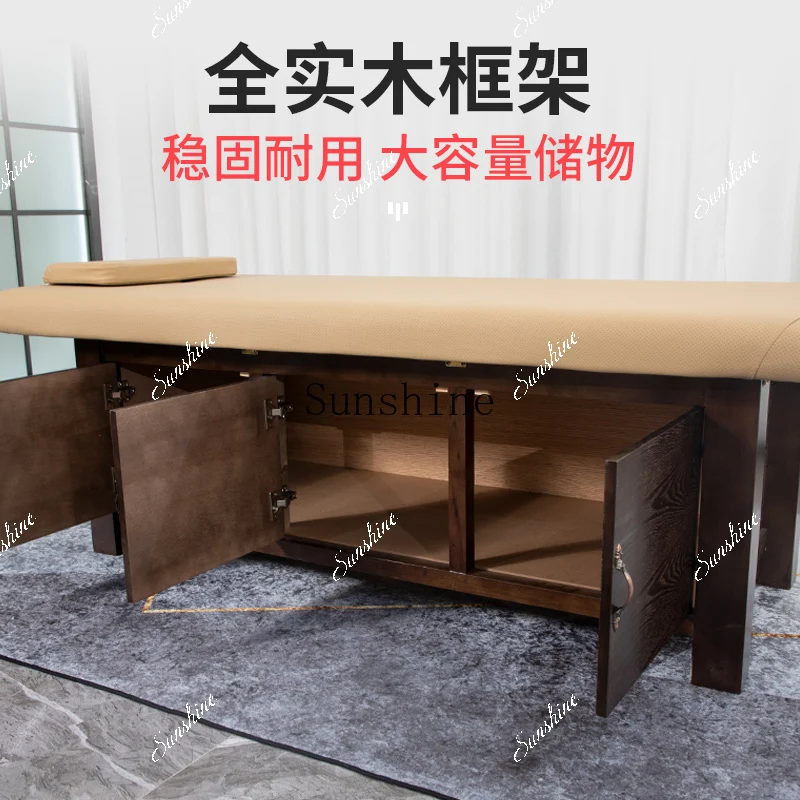 Solid wood box with cabinet Chinese traditional Chinese medicine full body massage bed for beauty salons  TF