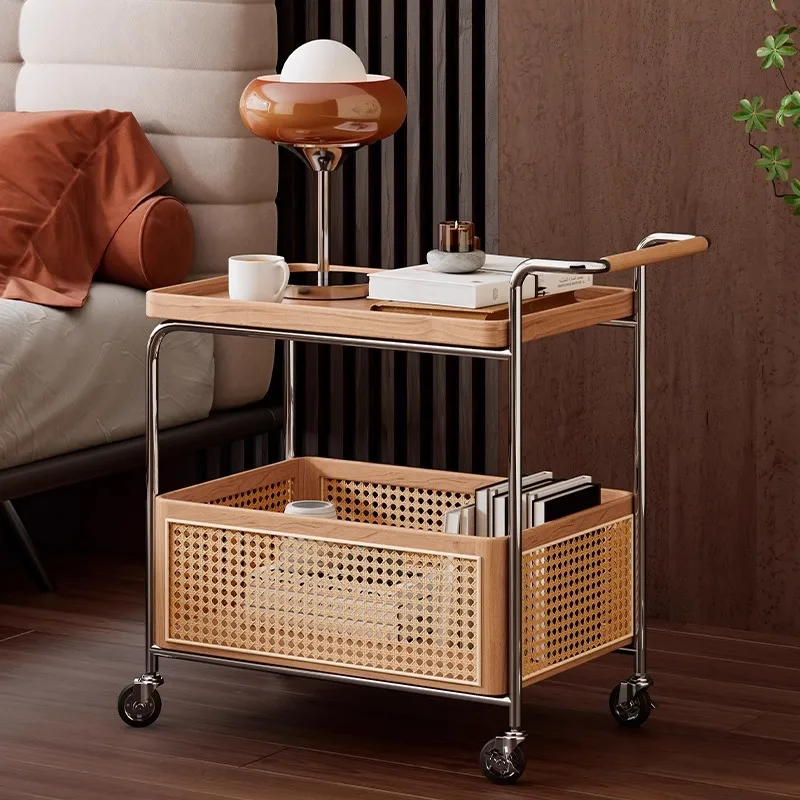 

Solid wood movable side few medieval storage trolley living room sofa storage rack multi-functional household corner few