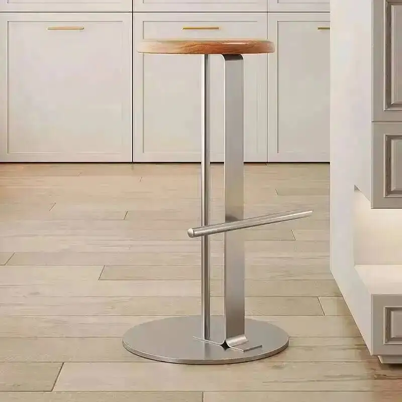 

Chair High Cashier Desk Bar Front Chair Home Solid Wood Island Chair Living Room Metal High Stool Cafe High Stools