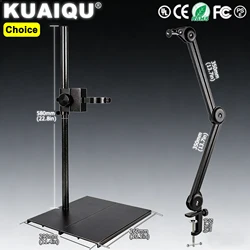 Upgrade Foldable Stand And Stage For Industrial Microscope PCB Quality Inspection Telephone Repair Welding, Microphone Bracket
