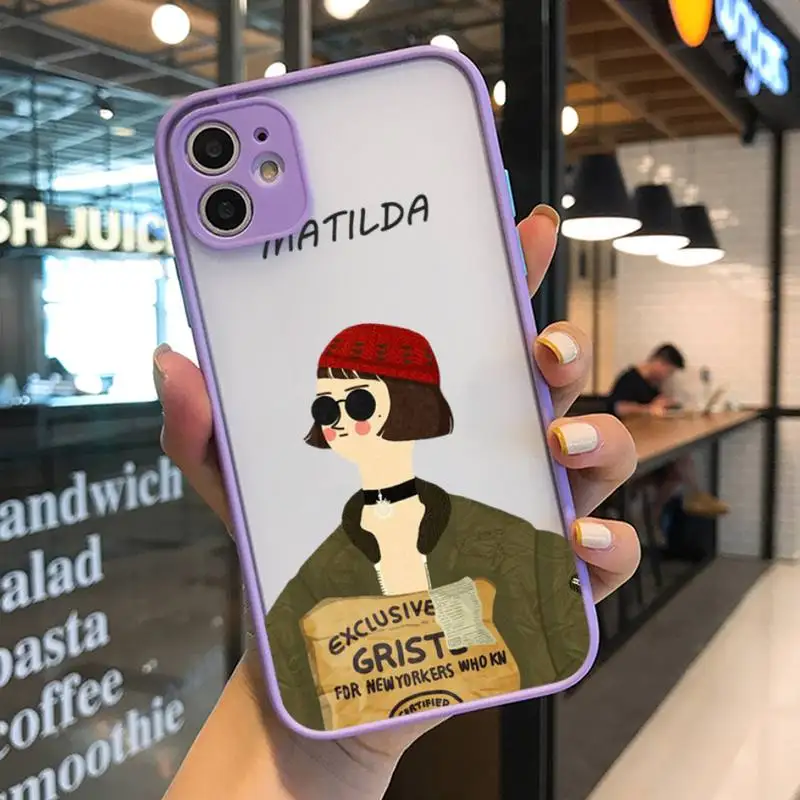 Cute Killer Leon Uncle Girl Phone Case for iPhone X XR XS 7 8 Plus 11 12 13 pro MAX 13mini Translucent Matte Case