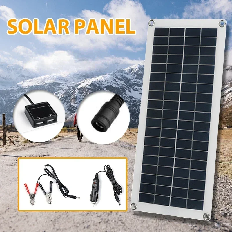 Equipado con Panel Solar Flexible de 40W para exteriores, USB, 5V, adecuado para RV, Camping y senderismo, cargador de fuente de alimentación