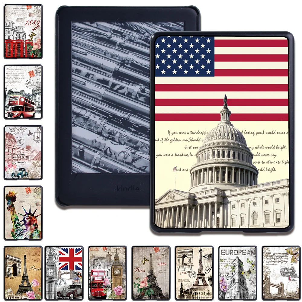 

Tablet Shell Case for Kindle Paperwhite 4 /Kindle 8th Gen /Paperwhite 1 2 3 /Kindle 10th Gen 2019 Retro Pattern Ultra Thin Back